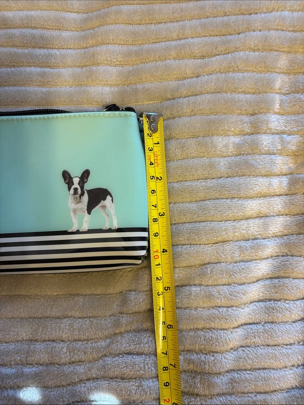 Catseye Mint Green, French BullDog Zip Cosmetic Bag